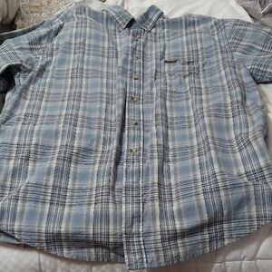 Carhartt Men's Blue And Gray Plaid Shirt Sleeve Shirt Sz L
